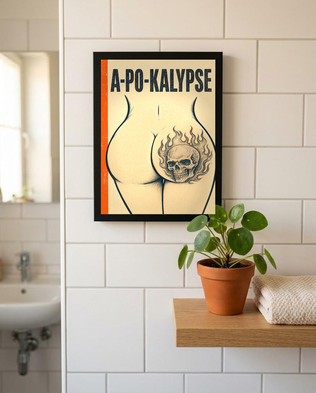 Das Poster mit Rahmen im Badezimmer