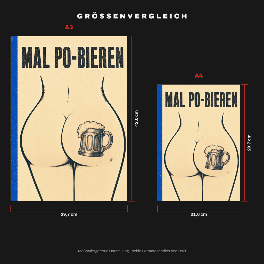 Größenvergleich: A3 (29,7 × 42 cm) neben A4 (21 × 29,7 cm), maßstabsgetreu