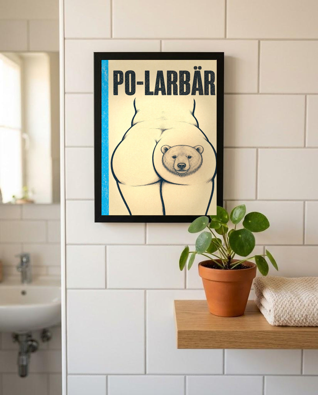 Das Poster mit Rahmen im Badezimmer