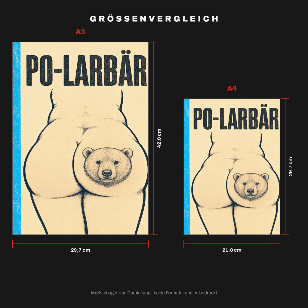 Größenvergleich: A3 (29,7 × 42 cm) neben A4 (21 × 29,7 cm), maßstabsgetreu