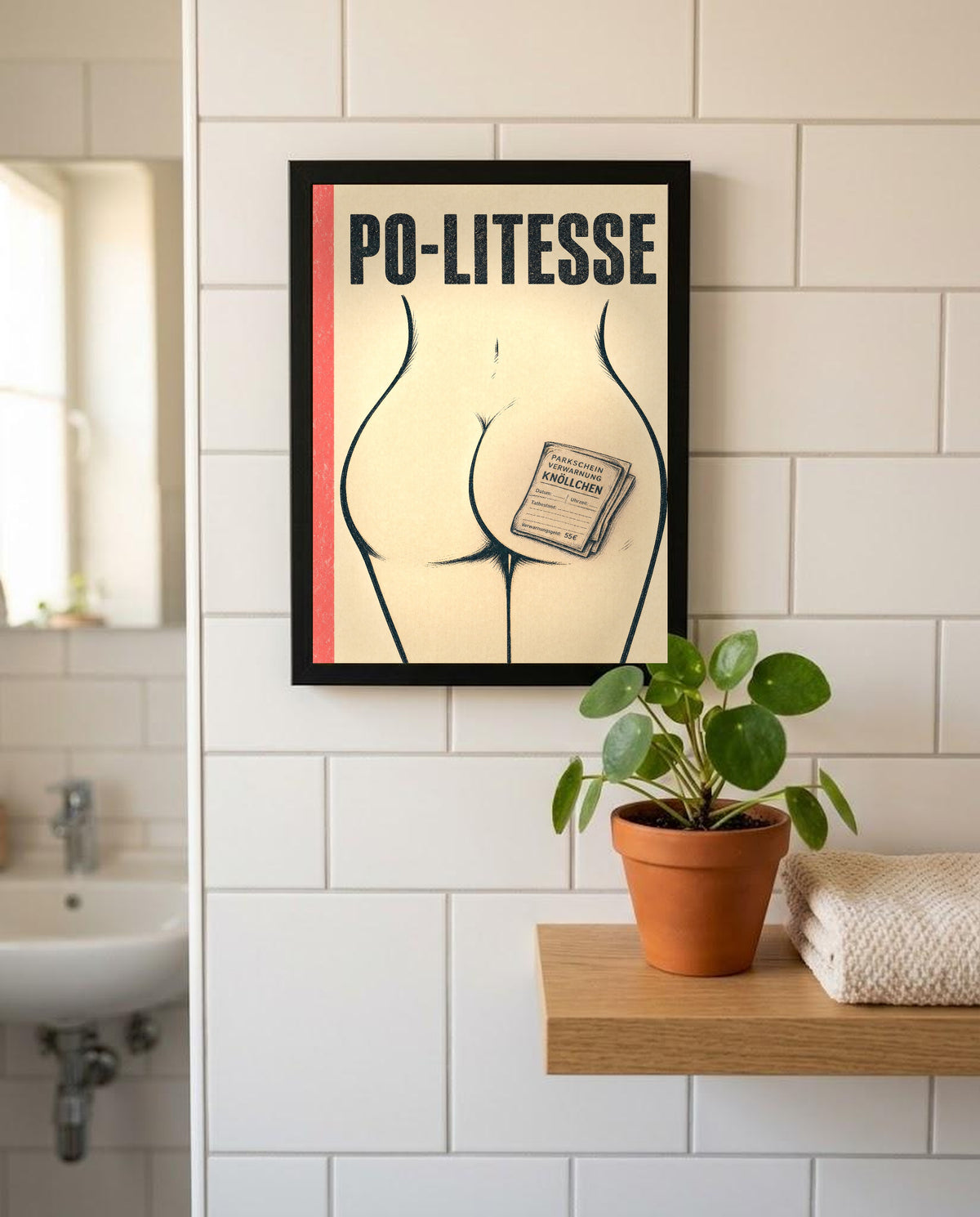 Das Poster mit Rahmen im Badezimmer