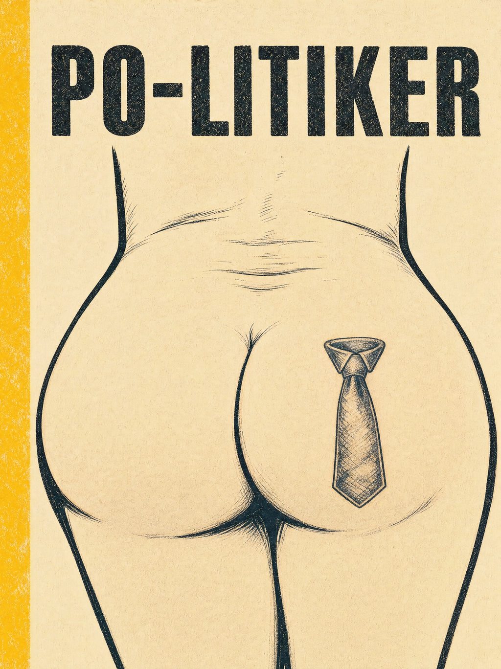 Illustriertes Poster PO-LITIKER: Po mit Krawatte