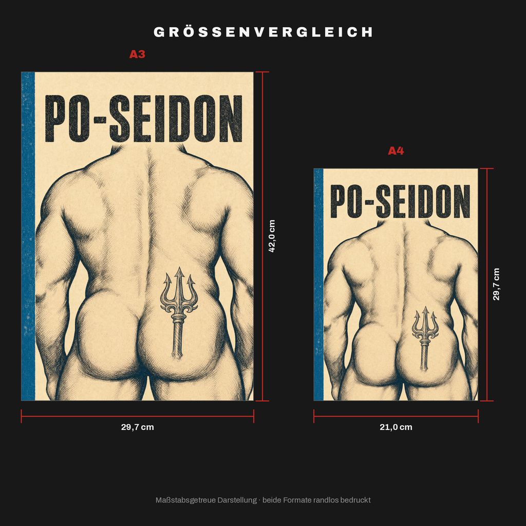 Größenvergleich: A3 (29,7 × 42 cm) neben A4 (21 × 29,7 cm), maßstabsgetreu
