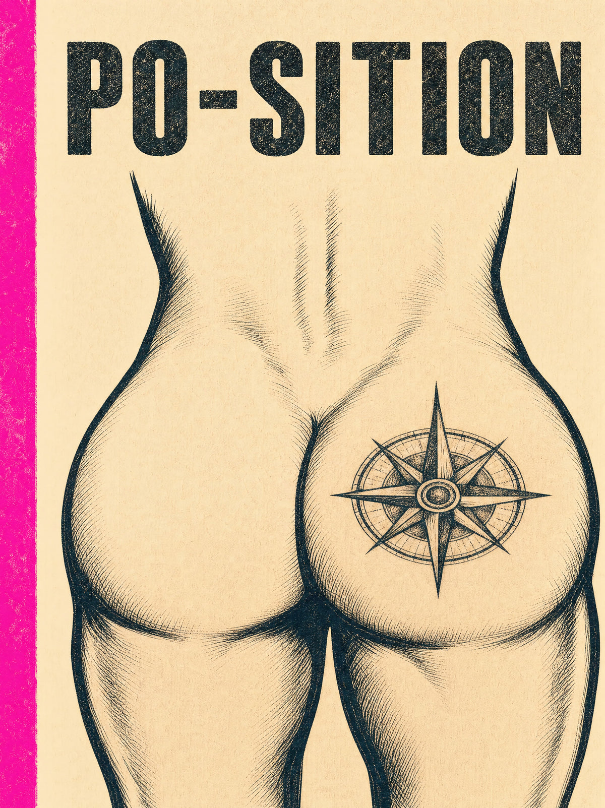 Illustriertes Poster PO-SITION: Po mit Kompass