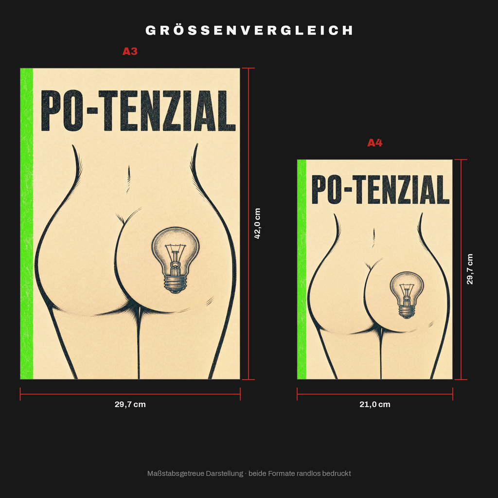 Größenvergleich: A3 (29,7 × 42 cm) neben A4 (21 × 29,7 cm), maßstabsgetreu