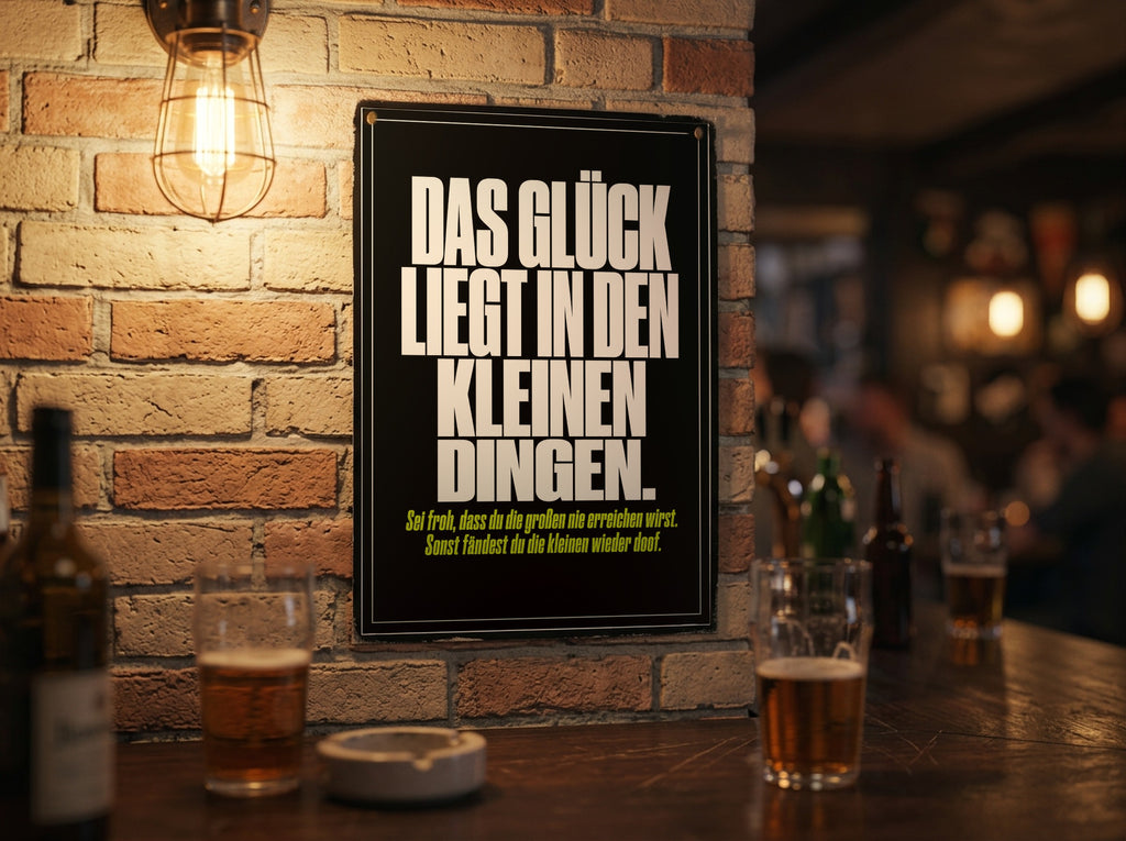 Das Poster an einer Backsteinwand in einer Kneipe