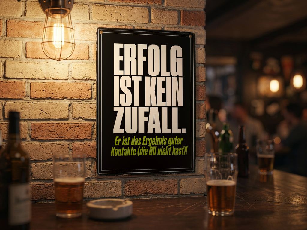 Das Poster an einer Backsteinwand in einer Kneipe