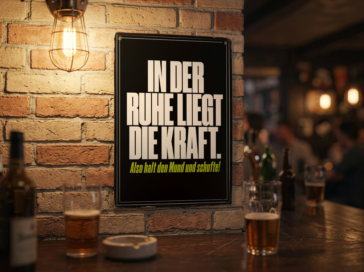 Das Poster an einer Backsteinwand in einer Kneipe