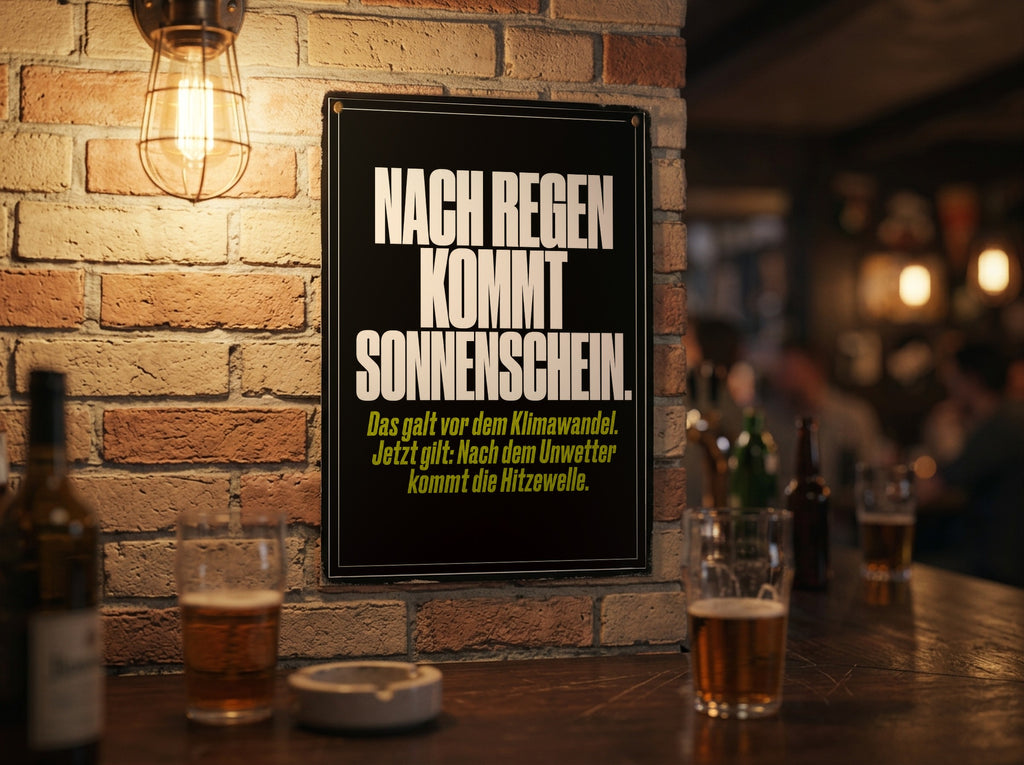 Das Poster an einer Backsteinwand in einer Kneipe