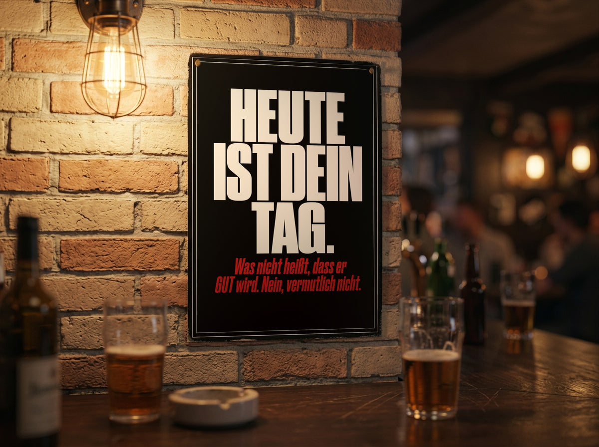 Das Poster an einer Backsteinwand in einer Kneipe