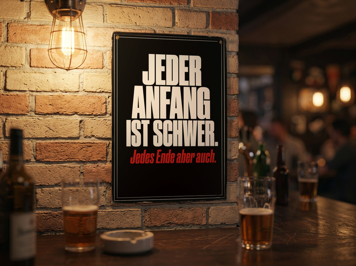 Das Poster an einer Backsteinwand in einer Kneipe