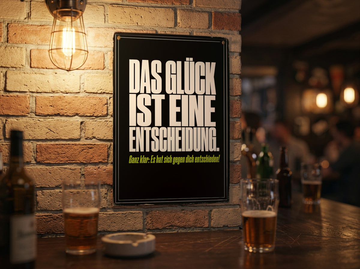 Das Poster an einer Backsteinwand in einer Kneipe