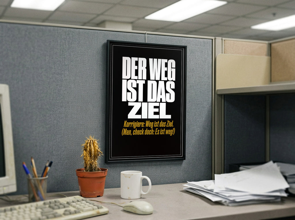 Das Poster gerahmt in einem Büro-Cubicle