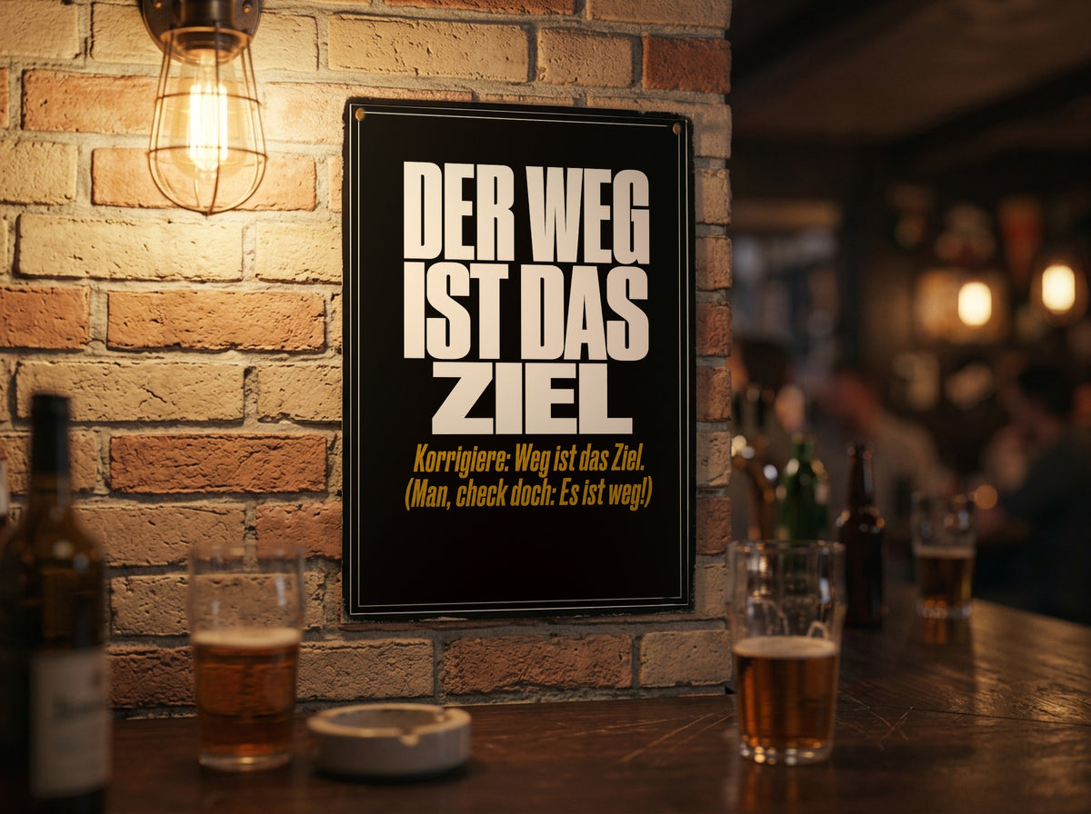 Das Poster an einer Backsteinwand in einer Kneipe